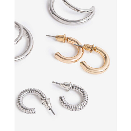 Aros Argolla Set Metal Dorado