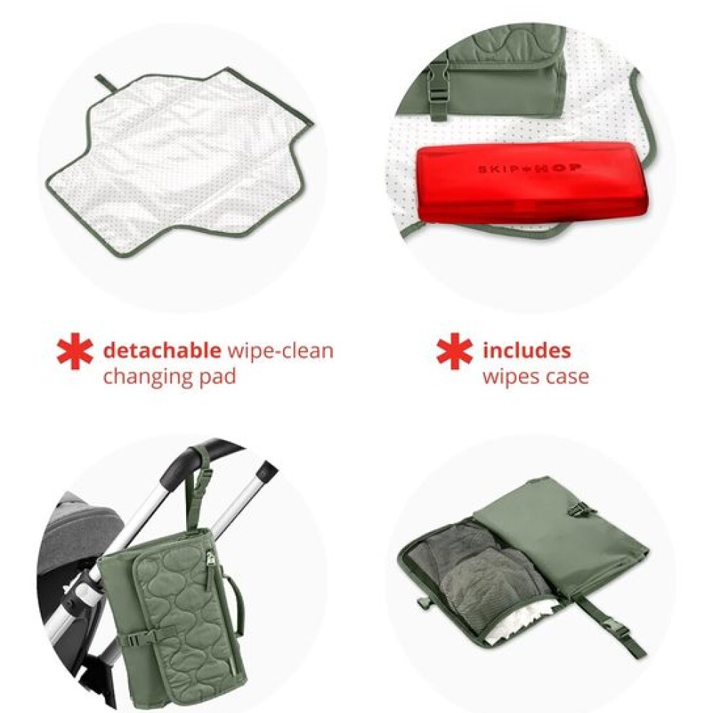 Cambiador portatil XL skip hop verde capitoneado