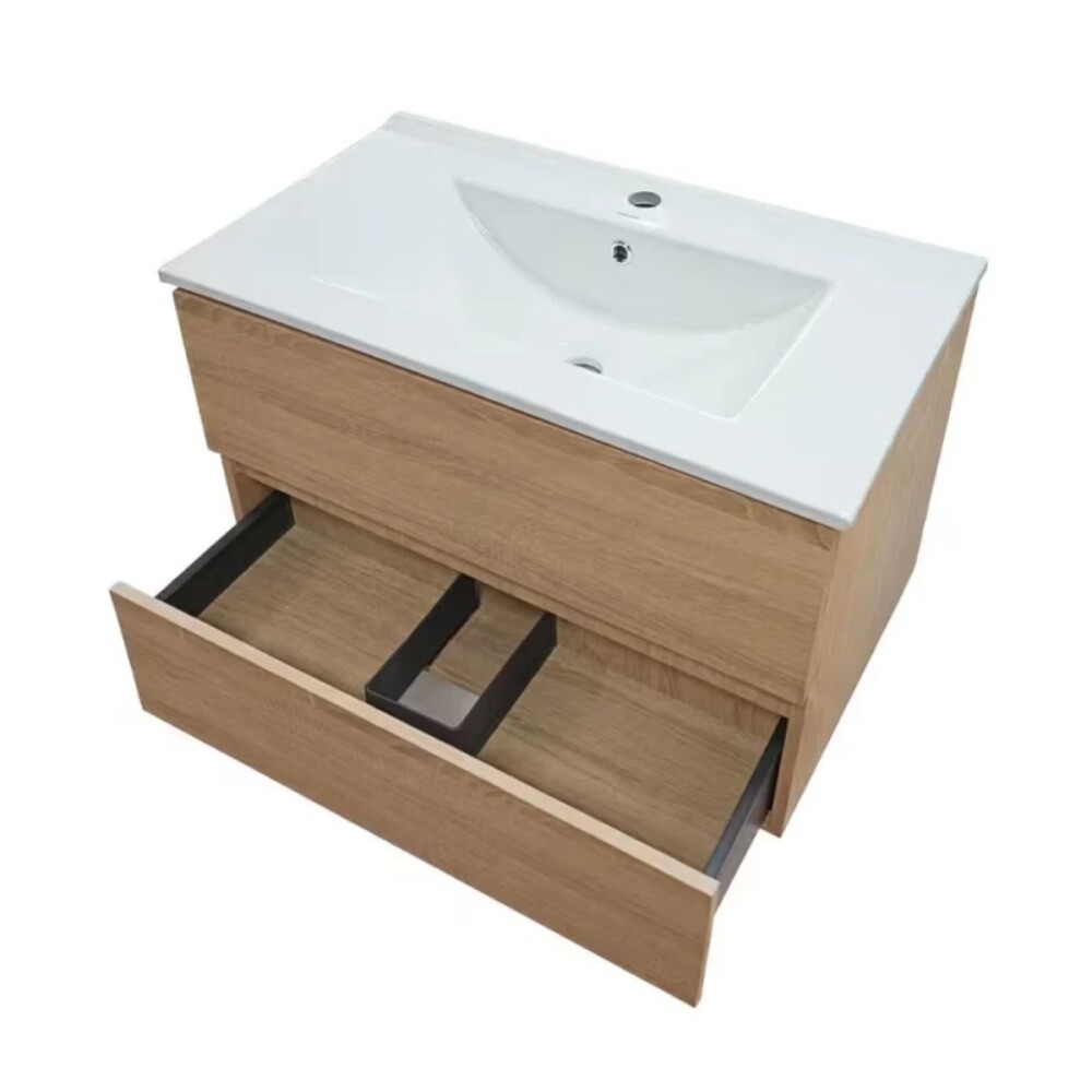 Mueble de baño suspendido Oak Dmc y espejo botiquín 75 cm Vip Oak DMC Mueble De Baño Suspendido Oak Dmc Y Espejo Botiquín 75 Cm Vip Oak Dmc