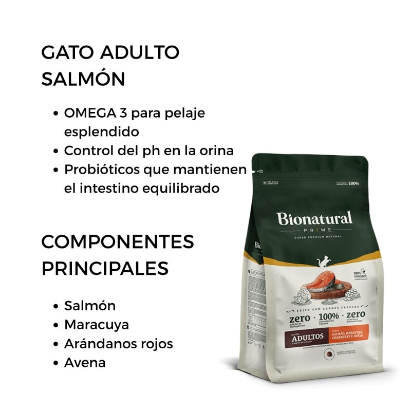 BIONATURAL GATO CAT PRIME ADULTO SALMON 7.5 KG BIONATURAL GATO CAT PRIME ADULTO SALMON 7.5 KG