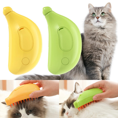 Peine Cepillo a Vapor USB Masaje para Mascotas Gato Perro Amarillo