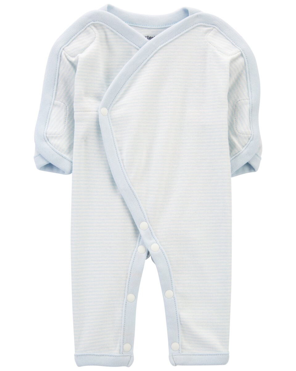 Pijama una pieza de algodón, para prematuros, azul 