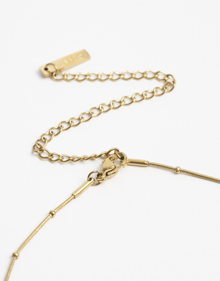 Cadena Corta con Dije Cubic zirconia Cadena Corta Dije "a" Acero - Dorado