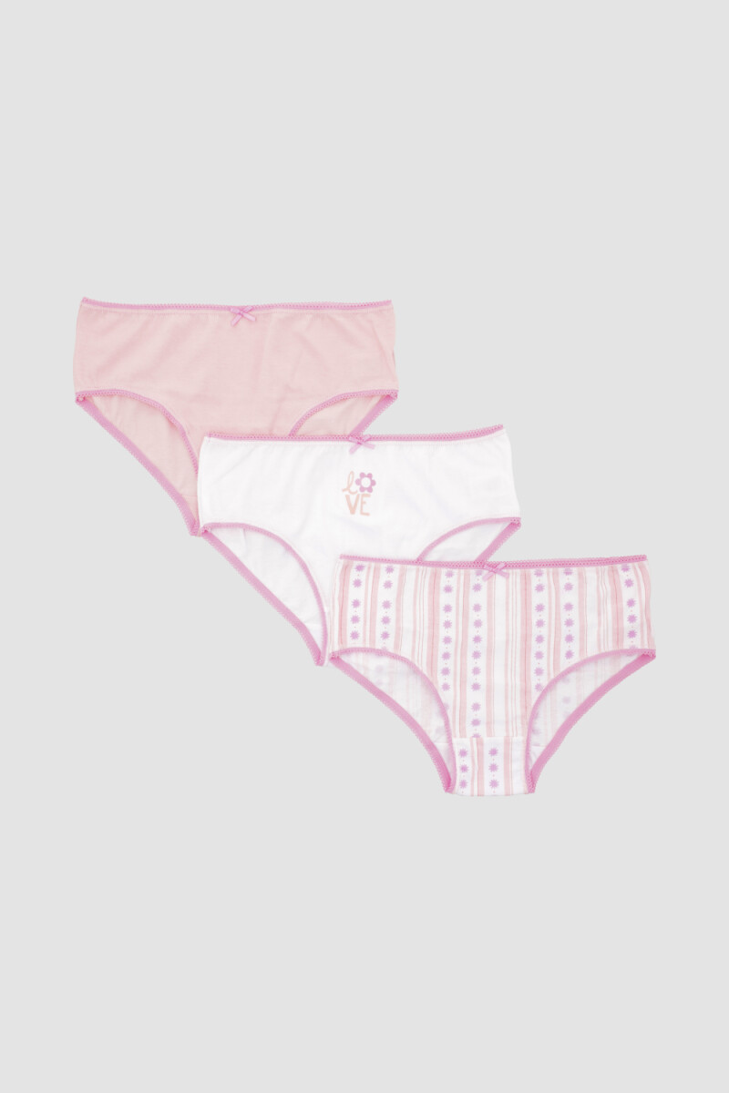 Pack x3 bombachas niña - Scarlet pink 