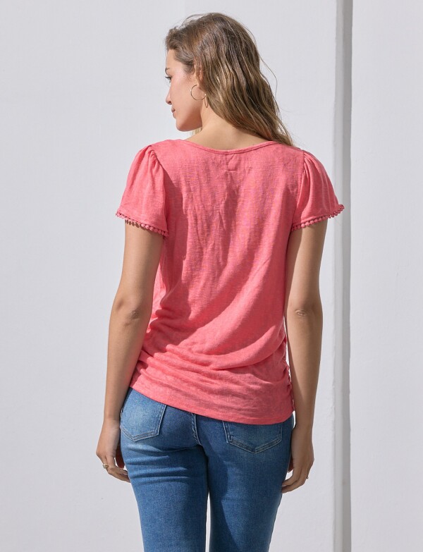 Remera Frunces Det P CORAL