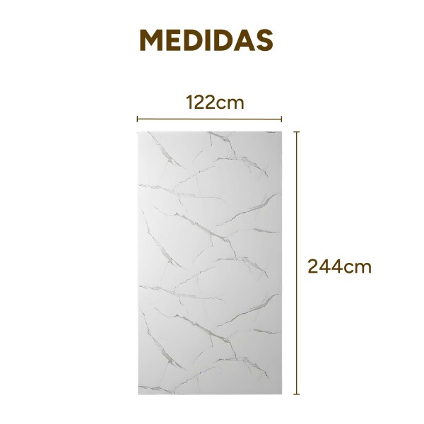 Placa PVC Símil Mármol 2,44x1,22m 3mm Resistente Agua Calor Mármol Blanco Gris Claro 1