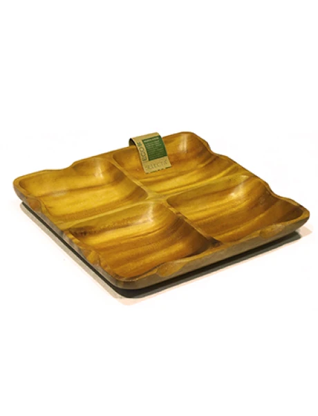 COPETINERO CUADRADO MADERA 4 DIV 25X25X4CM COPETINERO CUADRADO MADERA 4 DIV 25X25X4CM