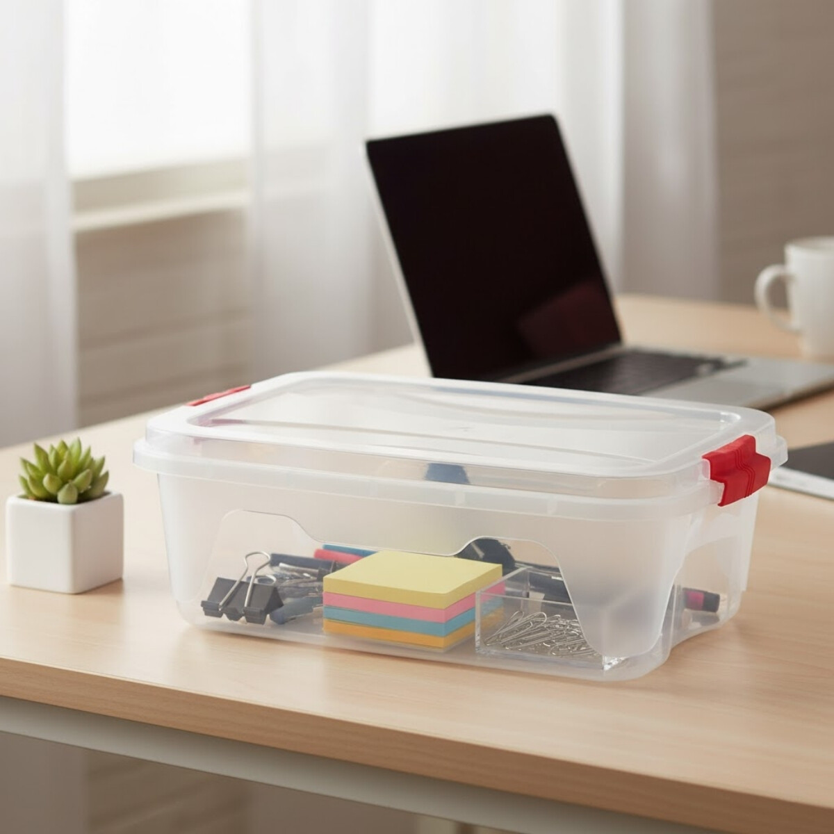 Caja organizadora 10 lts de plástico reforzada - TRANSPARENTE 