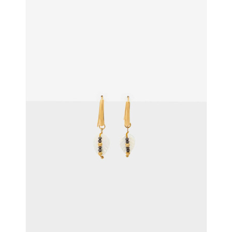 Aros Cortos Acero Con Nácar Dorado