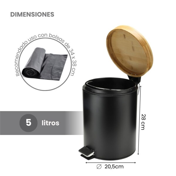 Cesto de basura 5 Litros Residuos Papelera Extraíble Acero Inoxidable Negro cb001 Cesto de basura 5 Litros Residuos Papelera Extraíble Acero Inoxidable Negro cb001