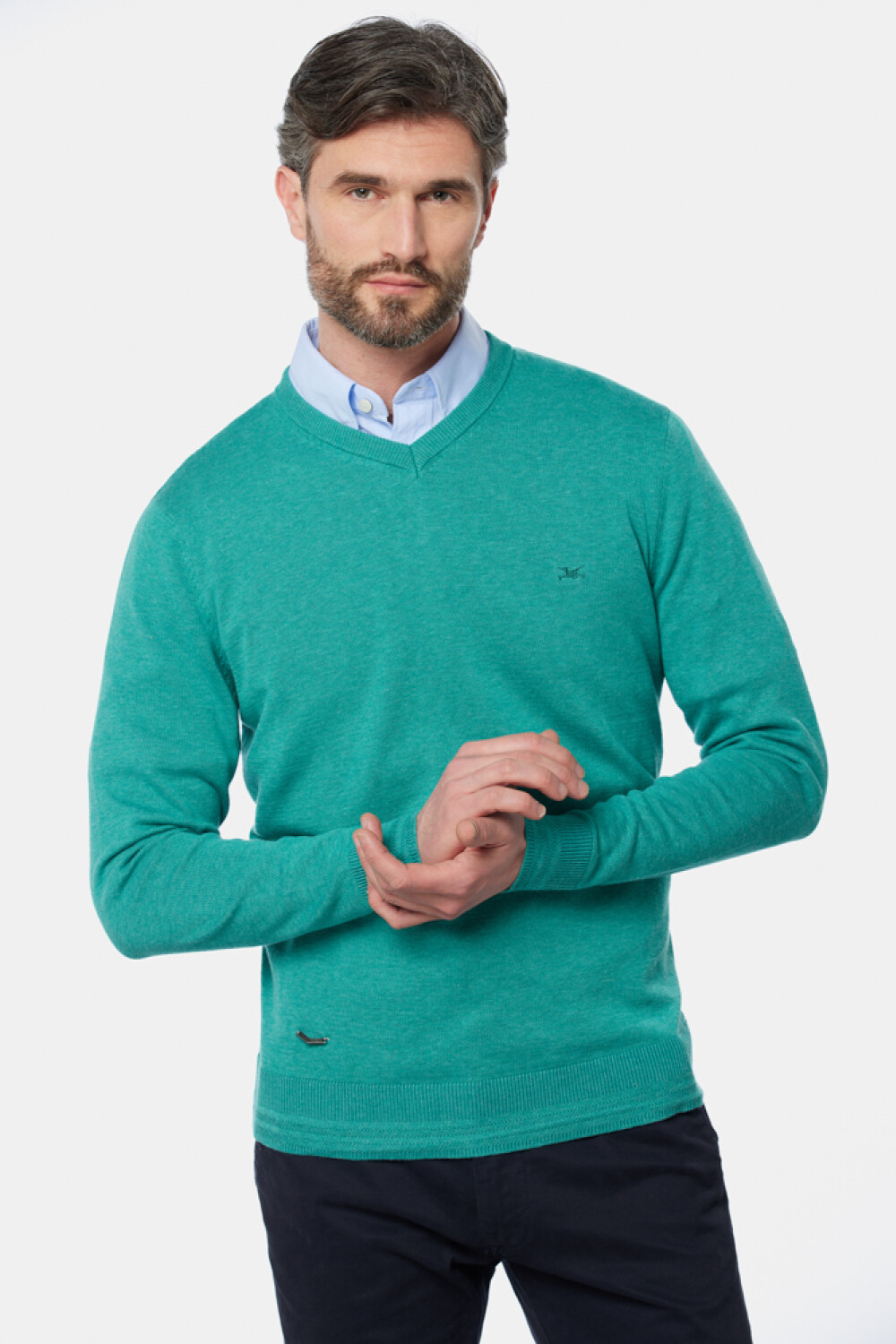 BUZO TEJIDO CUELLO V Verde