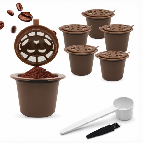 Pack X5 Cápsulas de Café Ecológicas Reutilizables 50ML Compatibles Con Nespresso MARRON