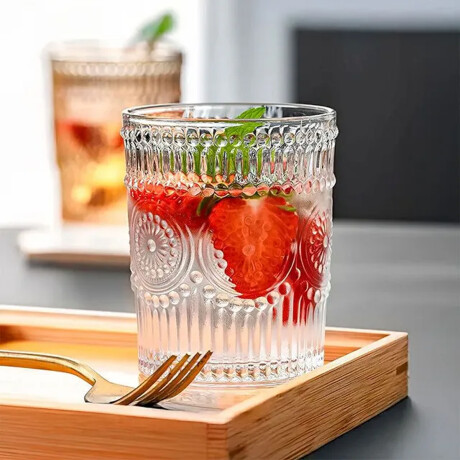 Vaso de Vidrio Texturado Ancho Sc