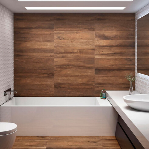 Porcelanato Maderado Camel Mate 19X90Cm 7.4Mm Piso Pared GAMAS DE MARRON