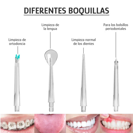 Irrigador Bucal Portátil Limpieza Profunda Recargable USB Blanco