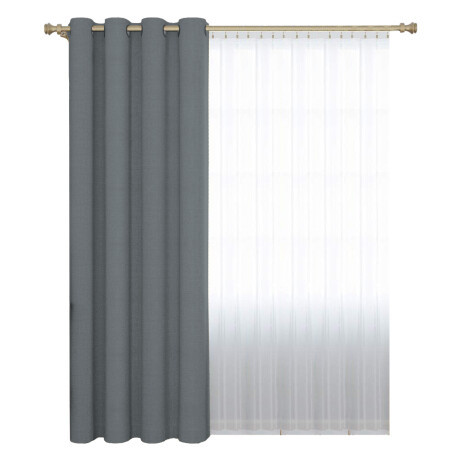Set x2 Cortina Blackout 140x230 Cm Living Dormitorio Gris Gaspeado Oscuro