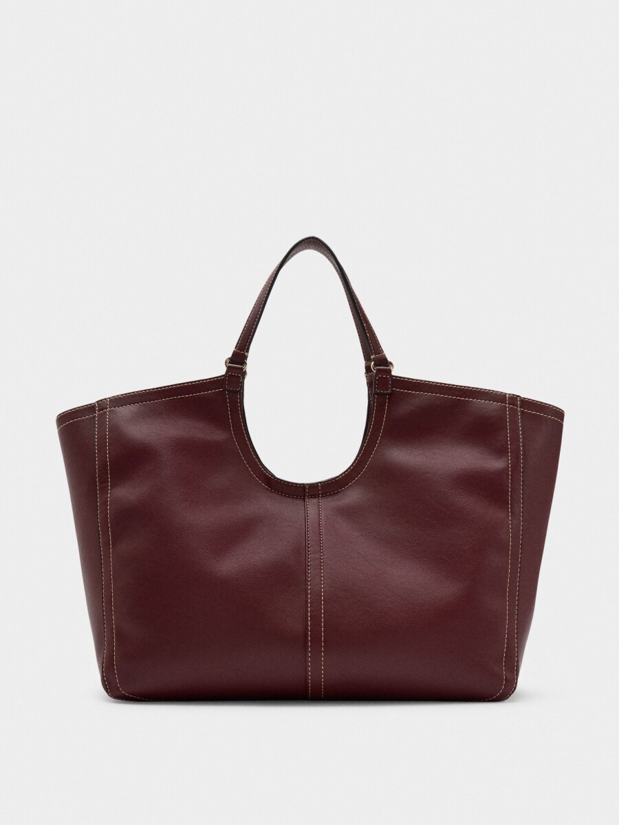 Bolso Shopper Liso Con Bolsa burdeos
