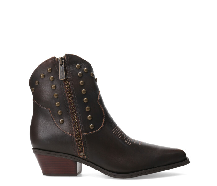 Bota caña baja con tachas 347709 Marron