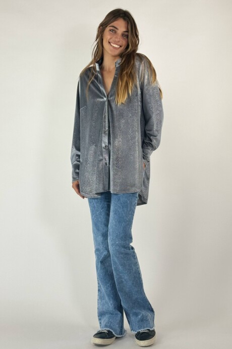 CAMISA VELVET ORNELLA Gris Con Brillo