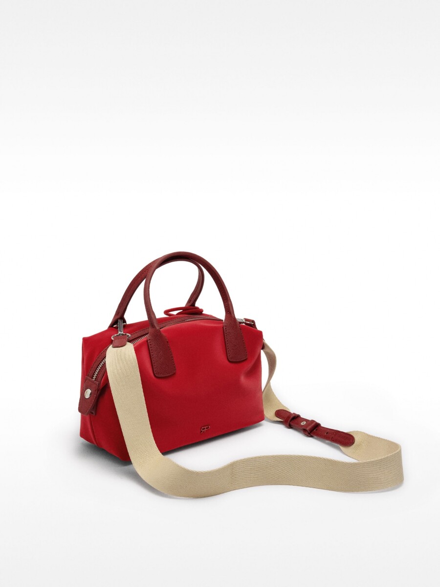 Bolso Tote Textura Suave Con Colgante rojo