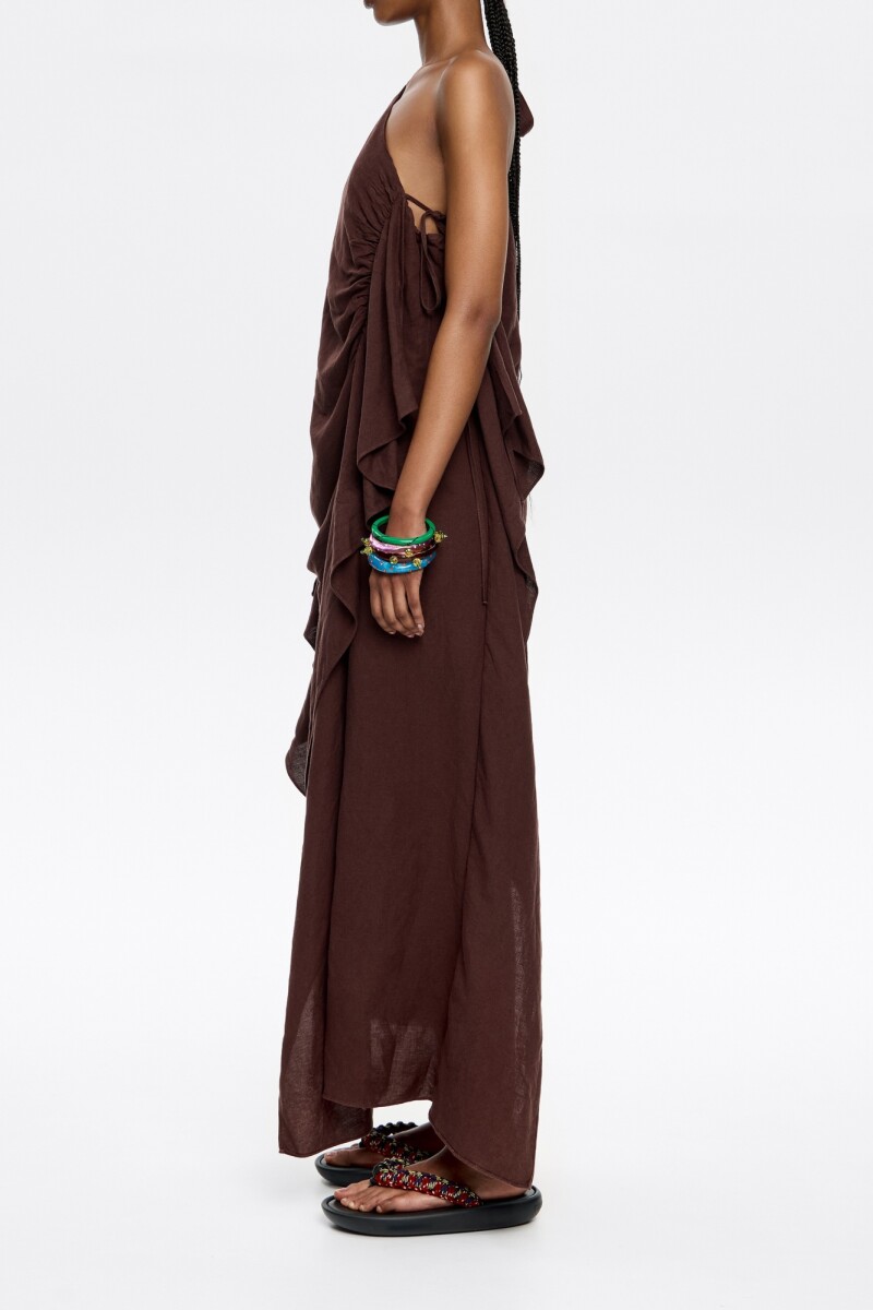 VESTIDO FRUNCIDO Marron