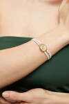 PULSERA DE CUERO DOBLE BLANCO CON DETALLE DE OJO EN ALEACIÓN DE METALES BAÑADO EN ORO DE 18K Y CRISTAL Pulsera