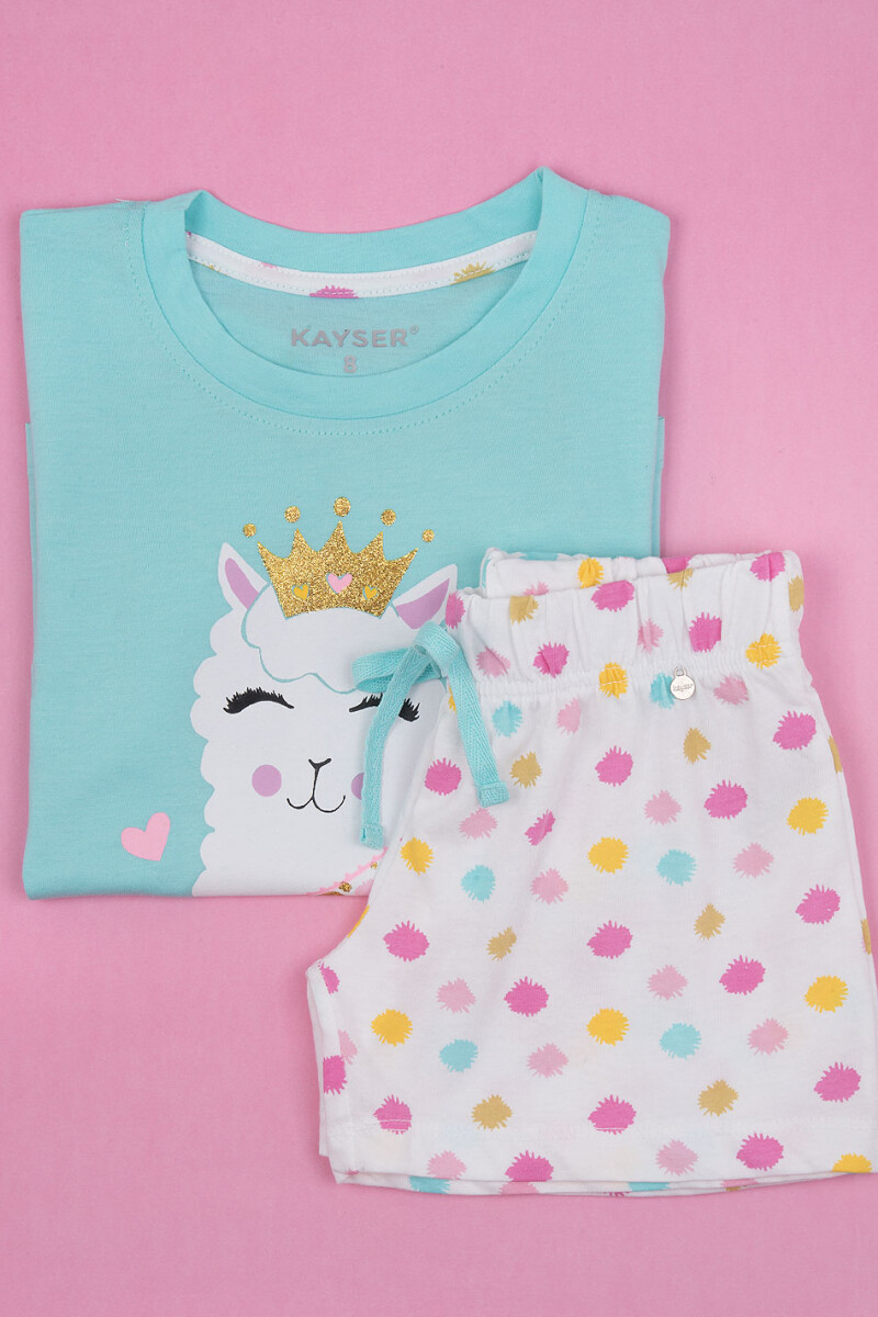 K PIJAMA PT LLAMA TURQUESA