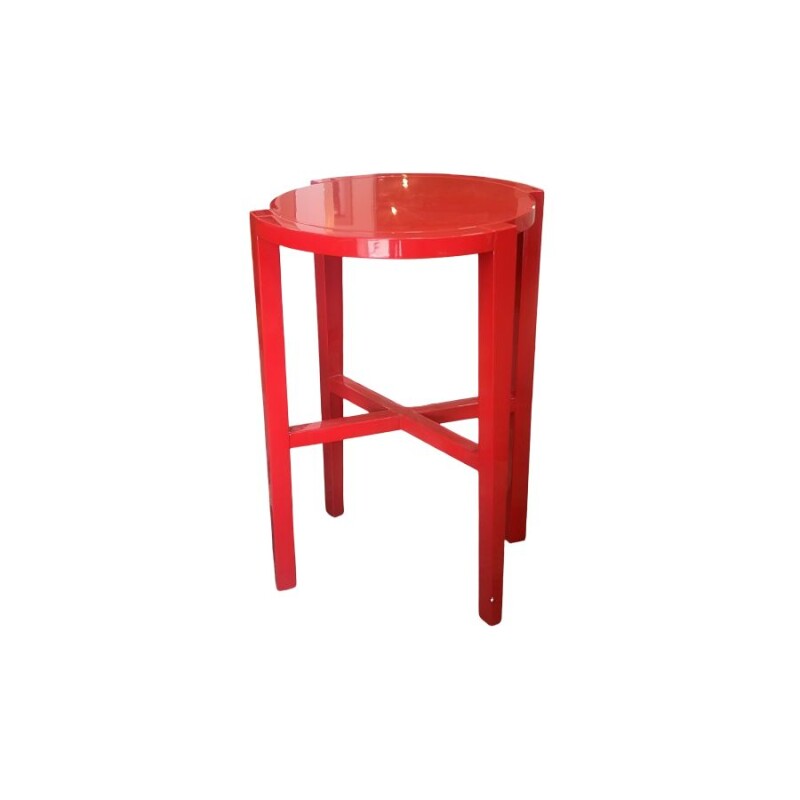 MESA LATERAL REDONDA LACA ROJA - PRODUCTO CON DETALLES - MESA LATERAL REDONDA LACA ROJA - PRODUCTO CON DETALLES -