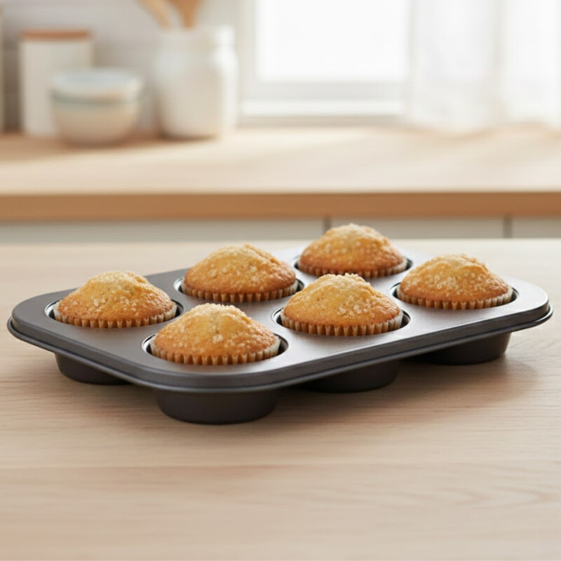 Molde x6 para muffin antiadherente 26,5x18x3 cm GRIS OSCURO