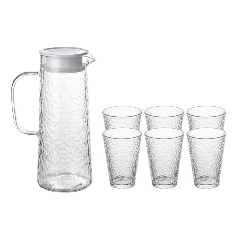 JGO JARRA VIDRIO C/VASOS 7PZAS Unica