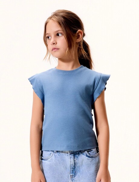 BLUSA INFANTIL MANGA CORTA CELESTE