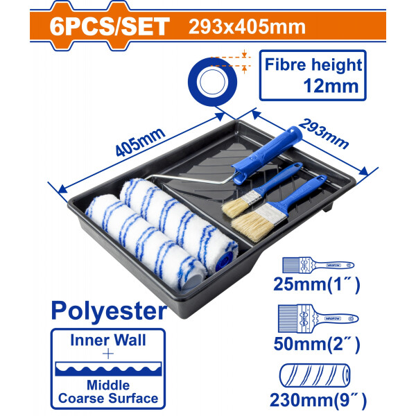 KIT 6 EN 1 RODILLO PINCEL REPUESTO BANDEJA WADFOW WCB3H62 KIT 6 EN 1 RODILLO PINCEL REPUESTO BANDEJA WADFOW WCB3H62