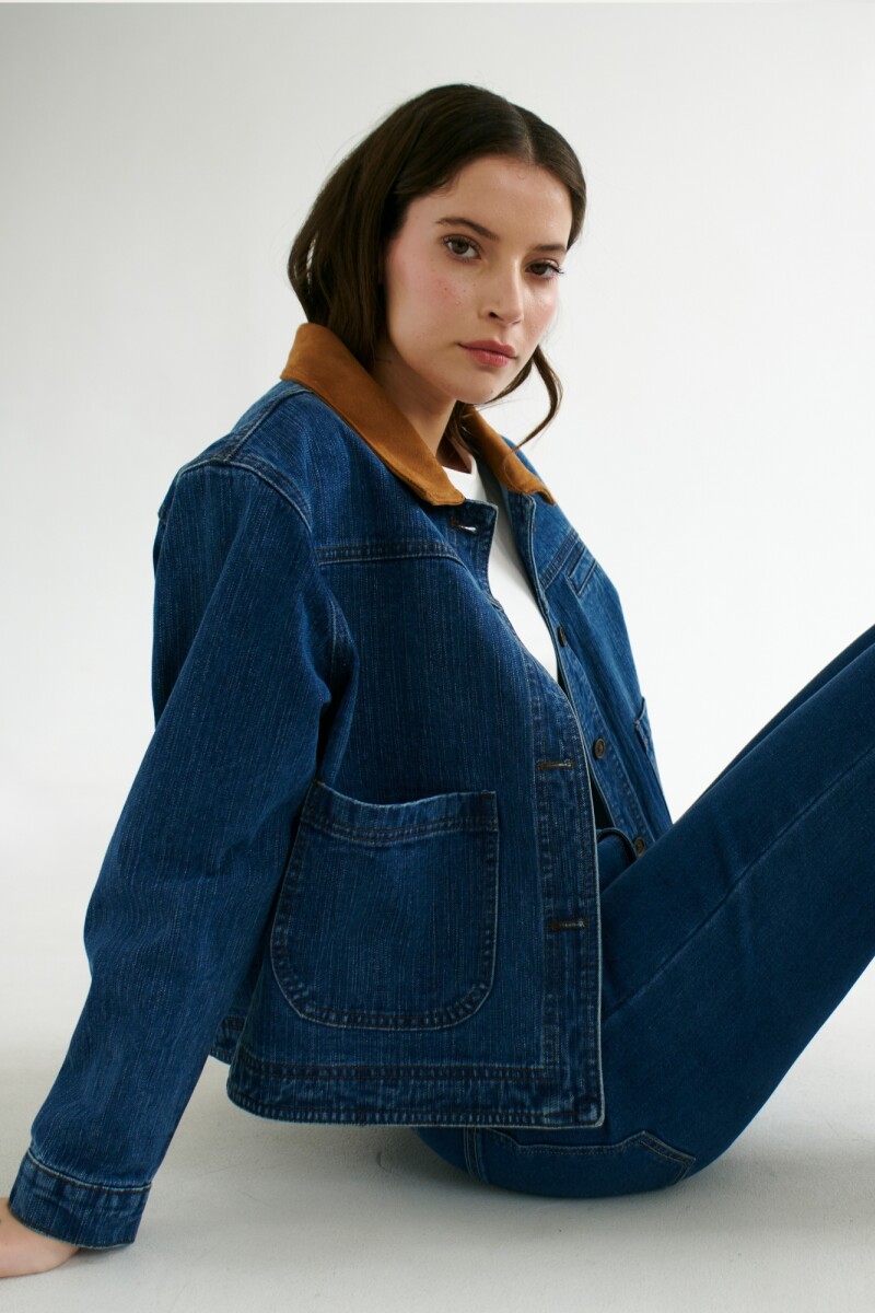 CHAQUETA JEAN CUELLO CAMEL