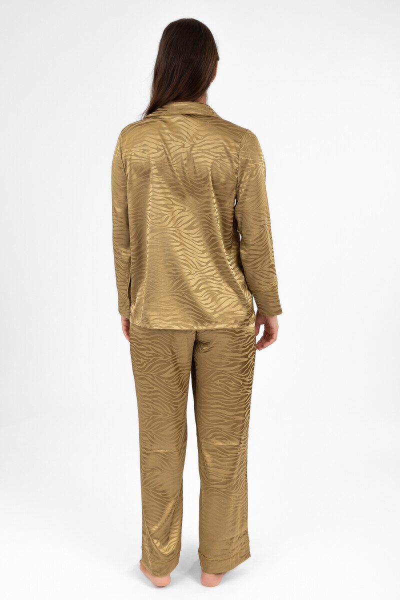 Pijama satin jacquard Mostaza