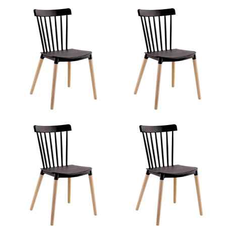 Juego de comedor 4 sillas Windsor - Negro Juego de comedor 4 sillas Windsor - Negro