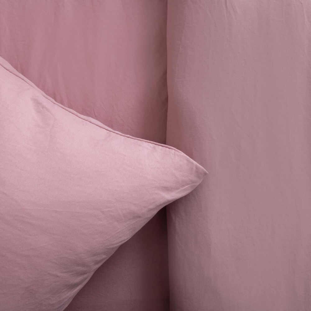 JUEGO DE SABANAS QUEEN POLIESTER ROSA PREWASHED