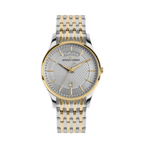 Reloj Jacques Lemans con Malla Combinada y Esfera Redonda Reloj Jacques Lemans con Malla Combinada y Esfera Redonda
