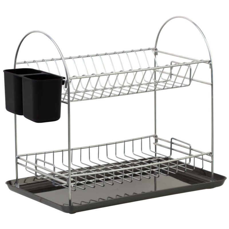 Escurridor de Platos Cromado con 2 Niveles y Bandeja Metalife Cromado