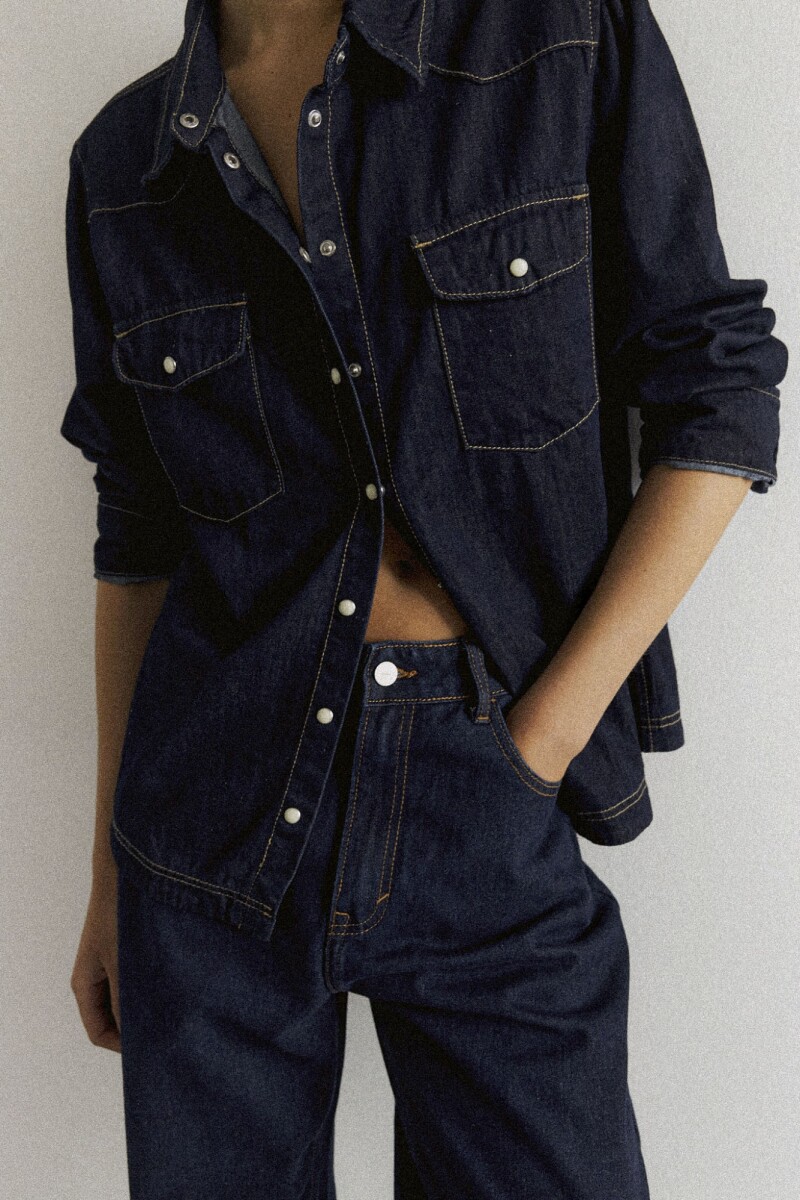 Camisa de jean jean oscuro