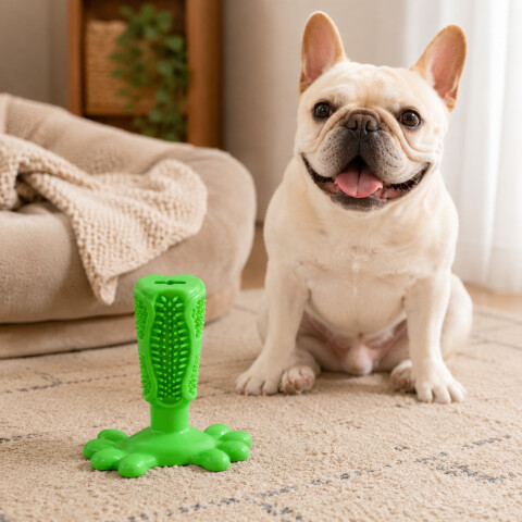 Juguete Para Perros Dental Ventosa Anti Sarro Resistente Color Verde