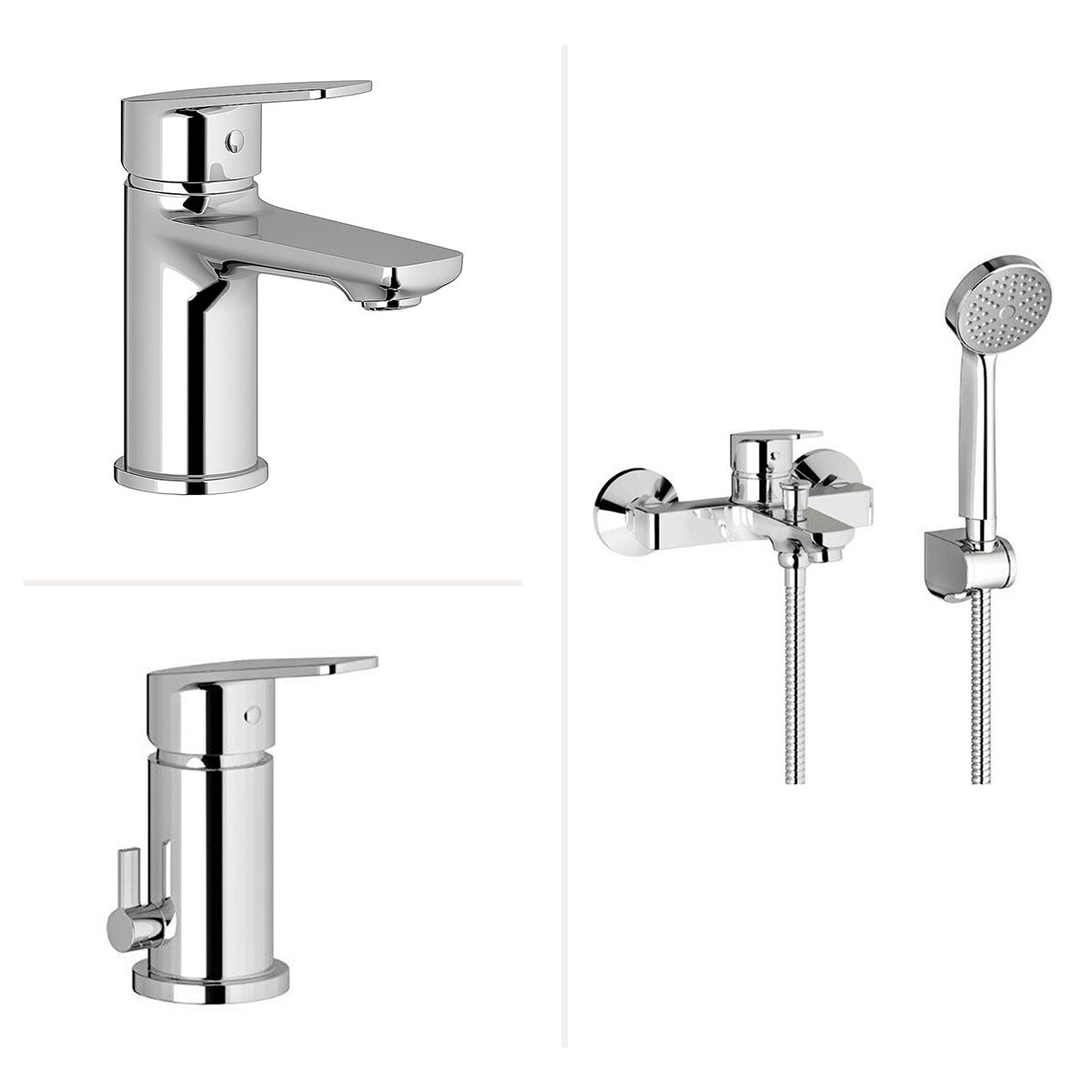 Juego De Griferia Lavatorio Bidet Monocomando Brillo Blest 
