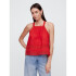 V-LACE TRIM HALTER TOP TOMATO SAUCE