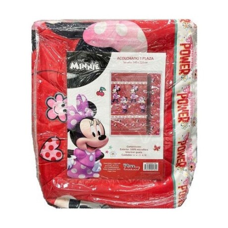 Acolchado reversible infantil 1 plaza en microfibra Minnie/Rojo