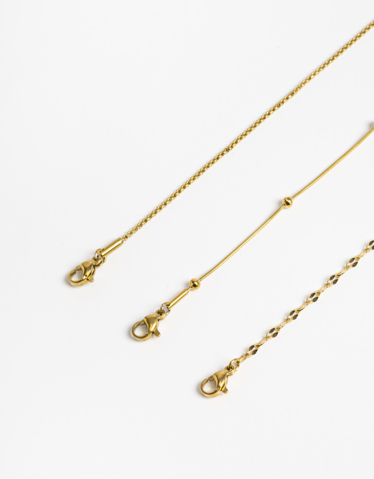 Collares Cortos Metal Set De Collares De Cadena Acero - Dorado