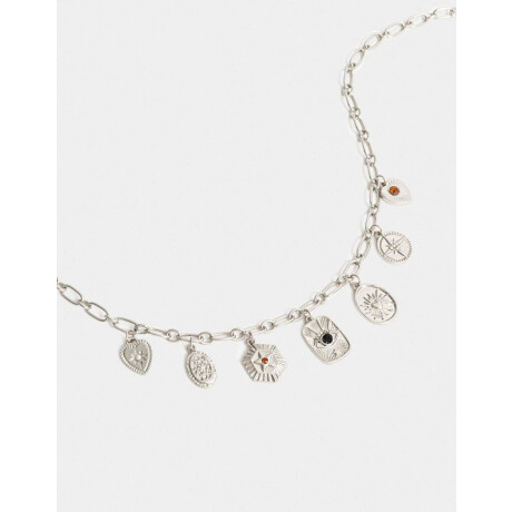Collar Corto De Metal Plateado