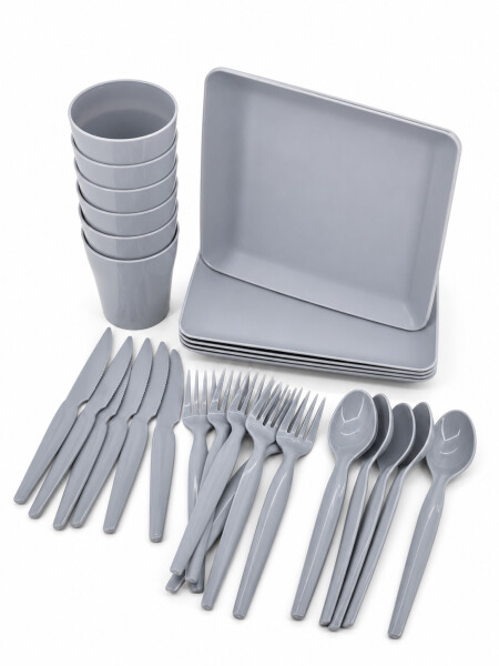 PICNIC SET PLASTICO GRIS CLARO (V)
