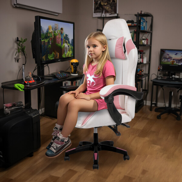 Silla Gamer Ergonomica Escritorio Reclinable Soporta 200kg Blanco con Rosa Silla Gamer Ergonomica Escritorio Reclinable Soporta 200kg Blanco con Rosa