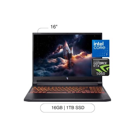 Notebook ACER Nitro 5 16' FHD 1TB SSD / 16GB RAM Intel Core 7 240H RTX5050 De 8GB Notebook ACER Nitro 5 16' FHD 1TB SSD / 16GB RAM Intel Core 7 240H RTX5050 De 8GB