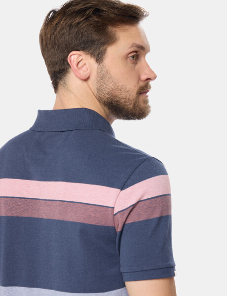 REMERA POLO RAYADA Azul