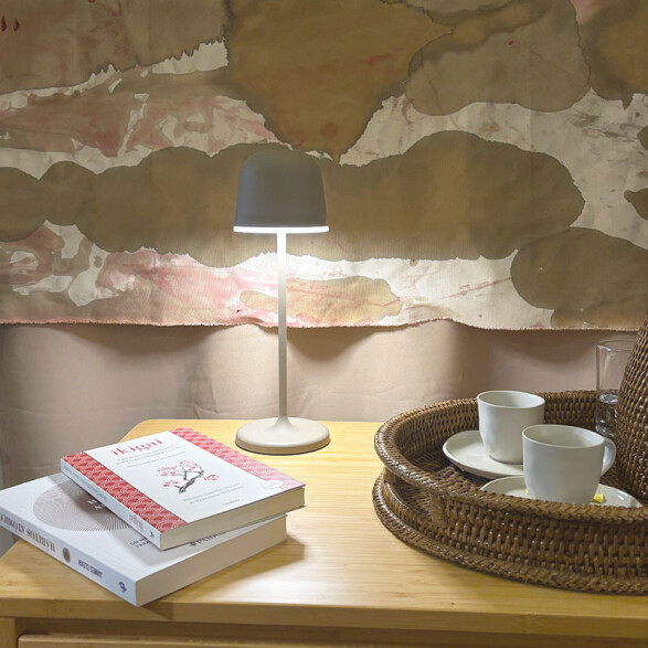 Portátil LED inalámbrica beige p/exterior cálida EG0494
